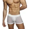 Mäns Sleepwear Mens Underwear Mesh Transparent Se genom Boxer Shorts andningsbara underbyxor Sexiga manliga Homme trosor hemkläder sömn botten