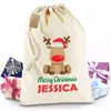 Najwyższej jakości sublimacja ślad świąteczne Święty Mikołaj Worek niestandardowy bawełniane torby na prezenty sznurkowe na dekoracje świąteczne 1116