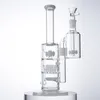 Cachimbas de tubo recto de 12 pulgadas Perc en línea Bongs de vidrio Rociador Seta Cruz Percolador Tuberías de agua 18 mm Plataformas de aceite conjuntas con recipiente para cenizas