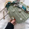 Sacs de soirée femmes été tissé sac seau pour femme sacs de plage diamant sac à main avec écharpe cordon de luxe dames sac de soirée Xa809h 220318