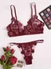 2022 Zomer Sex Doll Dames 2-Piece Butterfly Applique Borduurwerk Mesh Sexy Kant Leuke Lingerie Set