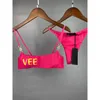 Kvinnor rosa sexiga baddräkter lyxdesigner bikinis en bit klassisk brev baddräkt sommar badkläder sol baddräkt dam kvinnor kläder