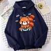 Jogar Jogo Vermelho Panda Gráfico Sweatshit Harajuku Hoodies Engraçados Capuz Kawaii Imprimir Hoodie Casual Longo Sleee Pullovers Roupas