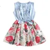 Robes fille filles robe 2022 vêtements pour enfants été coton sable lavage Denim couture dessin animé motif fille 3-7Y DressGirl's