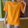 Han 캐주얼 느슨한 쾌락 및 린이 lean 편지 면화 티셔츠 여성의 큰 봄 봄 220328