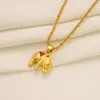 Simulated Diamond Ruby Elephant EARRINGS Pendant Necklace SET 14k Fine solid Yellow Gold CZ