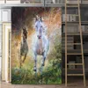 Высококачественная печать маслом живопись холст красочные лошади перо искусства печать рисунок красивые произведения искусства для гостиной