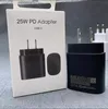 Carregadores 100% originais tipo C Nota 10 USB C Carregamento rápido UE EUA Adaptador de carregador rápido PD 25W Tomada de parede para Samsung Galaxy Note10 S10 S20 S21 EP-TA800