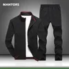 Tvådelar Set Men's Tracksuits Spring Autumn Solid Color Män Set Brand Sportwear Jacket Pants Sweatsit Plus Size Clothing 5xl 201128