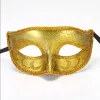 Halloween-Maske, halbes Gesicht, Retro-Maskerade, Farbmasken, Herren, Karneval, Abschlussball, venezianisches Mardi Gras-Kostüm, Party-Zubehör, Kostüm-Requisiten, Gold, Silber, Schwarz, Weiß