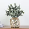 장식용 꽃 화환 가짜 유칼립투스 잎 인공 녹지 줄기 가짜 녹색 식물 가지 diy 홈 웨딩 파티 장식