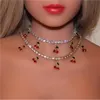 Chokers Luxury Jewelry Cherry Tennis Necklace Choker Chain For Women Cute Charm Pendant Crystal JewelleryChokers