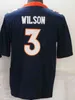 Uomo Calcio 3 Maglia Russell Wilson Arancione Blu Nero College 16 Wisconsin Badgers Rosso Bianco High School 11 Cougars Sticthed