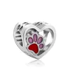 925 Silver Fit Charm 925 Bracelet Dog paw print charms love charms set Pendant DIY Fine Beads Jewelry1293546