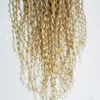 Blonde Mongolie Afro Kinky Courby Tissage Cour de remise CLIP DE CHEVEUX HUMAIN 7 PIÈCES / SET 100G Clip dans les extensions W220401