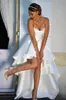 Sexig enkel plus storlek en linje bröllopsklänning älskling ruffles veck hi-lo brudklänningar brudklänningar vestido de novia skräddarsydd