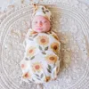 15970 Nyfödd spädbarn Baby Swaddle with Hat Sleep Cocoon Sacks Sovväskor med Cap Photography Prop