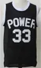 NCAA High School Basketball St Joseph Ct Power 33 Lewis Alcindor Jr Jerseys Men Equipe Black White Color Breathable para fãs de esportes Algodão puro de boa qualidade