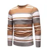 Herbst Winter Neue Mode Männer Rundhals Pullover Kleid Casual Gestreiften Slim Fit Warme Pullover Tiefe Shirt Top L220801