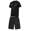 Casual Male Sports Set TRAPSTAR Printed Short Sleeve Tracksuit Men's Brand 2 Pcs Cotton T-Shirt Short Pants Set 220609