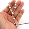 Handmade Baby Glass Pearl Beaded Strands Bracelet Baptism Communion Gift Catholic Cross Finger Chain Mini Rosary Bracelets Girls Boys