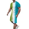 Parcours masculin Summer Men's Men's Fashion Fashion Short à manches courte 2 pièces 3D T-shirts Short Sportswear Suitm's
