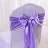 10/50/100pcs/lote cadeira de cadeira de cadeira de cetim Bow Plain Wedding Knot Ribbon DIY laços para o evento Evento El Banquet Decorações de casa 220514