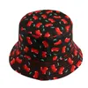 Sommar Kvinnor Party Hat Dubbelsidig Bärande Cap Cherry Rose Sunflowers Sun Fisherman Hats