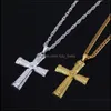 Pendant Necklaces Hip Hop Jewelry Men Necklace Color Gold Sier Tone Crucifix Charm Alloy Cross Be Baby Dhgkr