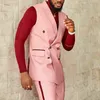 Men's Suits Men's & Blazers Pink Groom Men Formal Fit Slim Wedding Tuxedos Vest Pant Custom Made Gtoomsmen Prom Marriage 2 Pieces Suit