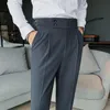 Мужские костюмы Blazers Мужские брюки 2022 весна бизнес -мода с твердым цветом Slim Fit Casual Wedding Party Workessman