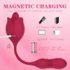 Rose Toy Vibrator for Women Tongue Licking Stimulator with Telescopic Dildo G Spot Clitoral Massager Vaginal Anal Adult sexy Toys