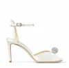 Perfect Designer Women's Sacora Sandals Shoes Elegant White Pearls Strap Lady High Heels Party Wedding Bride Pumps Gladiator Sandalias EU36-42