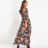 AACHOAE Vintage Çiçek Baskı Maxi Elbise Kadın Boho Üç Çeyrek Kol Uzun Elbise Turn Aşağı Yaka Rahat Gömlek Elbiseler Robe 220406
