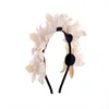 2022 New Fashion Multicolor Baby Lace Flower Hairbands Hoop Princess Hair Accessories Girls Pearl Flower Headband