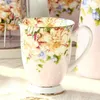 300 ml Bone China Keramik Kaffeetasse Tazas Café Blumenmalerei Geschenk kreative Teetasse Vintage Zeremonie Y200107