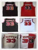 Retro Basketball 33 Scottie 91 Dennis Pippen Rodman Trikots Großhandel Derrick Black 1 Rose Jersey Schwarz Rot Streifen Weiße Trikots