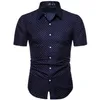 M-5XL DOT-BRITE İş Gündelik Gömlek Yaz Kısa Kollu Düzenli Büyük Boyut Giysiler Erkek Ofis Düğmesi U Yukarı Blouses G220511