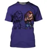 Herr t-shirts sommar 2022 herrar chucky cool 3d tryckt t skjortor casual förfalskning roliga män streetwear dam uttalande överdimensionerade toppsmän