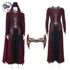 Temadräkt Hela kostymen Scarlet Cosplay Witch Wanda Vision Come Mask Outfits Halloween Carnival Suit Custom Made L220714
