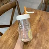 Copo de palha reutilizável com tampa de madeira copo de vidro e palha para chiclete boba leite frutas bebendo -pup transparente maçom -Cup