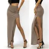 High Waist Skirt Sexy Women Long Skirts Lady Novelty Open Side Split High Waist High Slit Long Maxi Skirts 220617