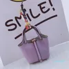 Fashion Creative Designer Keychain Handmased Pu Leather Silk Scarf Bucket Bag Car Keychains Bags Charm Hanging Decoration Pendan