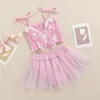 Комплекты одежды 1-4 года для маленькой девочки летняя одежда наборы бабочки вышиты с толщиной камизоль