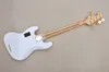 Fábrica personalizada white de 5 cordões de baixo guitarra com bordo de bordo bloco branco fret bate phearl pickguard hardware de ouro