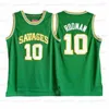 Aangepaste retro Rodman '1979 Savages High School Basketball Jersey Men's All Ed Blue White Green Elke naam nummer Topkwaliteit