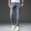 Lente 2022 en zomer heren jeans blauwe boetiek eenvoudige medium taille micro elastische kleine rechte jean