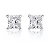 Stud Enkel 100% 925 Sterling Silver Square Earring Diamond CZ Stone Engagement Wedding Earrings for Women Bridal Party Jewelstud Effi22