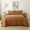 Koronkowy Decor Bedspread na łóżku Zestaw kołek bawełniany 3 sztuk Podwójna Koc Piasek Pranie Łóżko Pokrywa Królowa Rozmiar Solid Coverlet Chausub