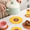 Neue dicke Sonnenblume 10/15,5/19,5 cm PVC Schale Kaffee Teetasse Schüssel hitzebeständig Anti-Rutsch moderne prägnante Tischset Pad GWB15303